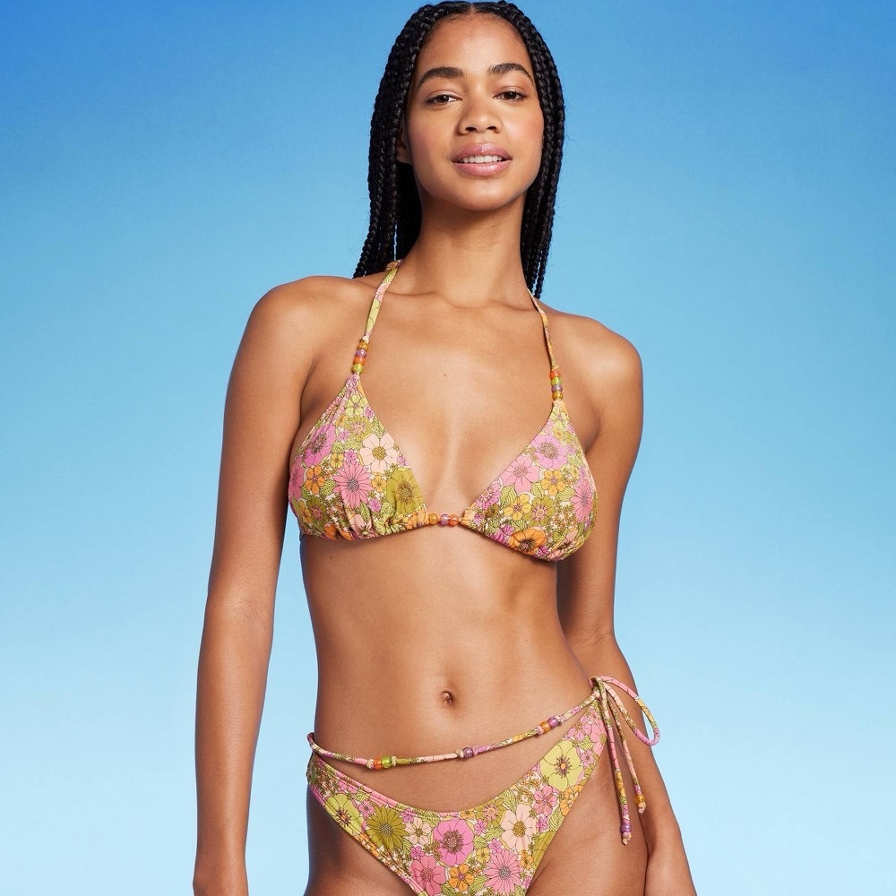 Wild Fable Pink and Yellow Floral Bikini Set